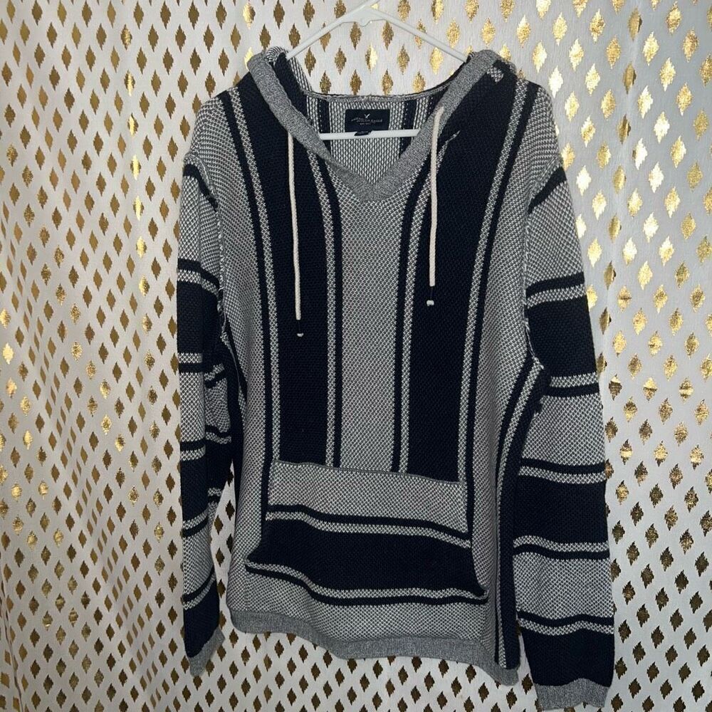Rasta hoodie grey striped size M